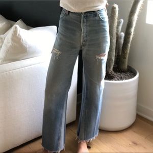 Re/Done wide leg crop high waist denim jeans sz 24